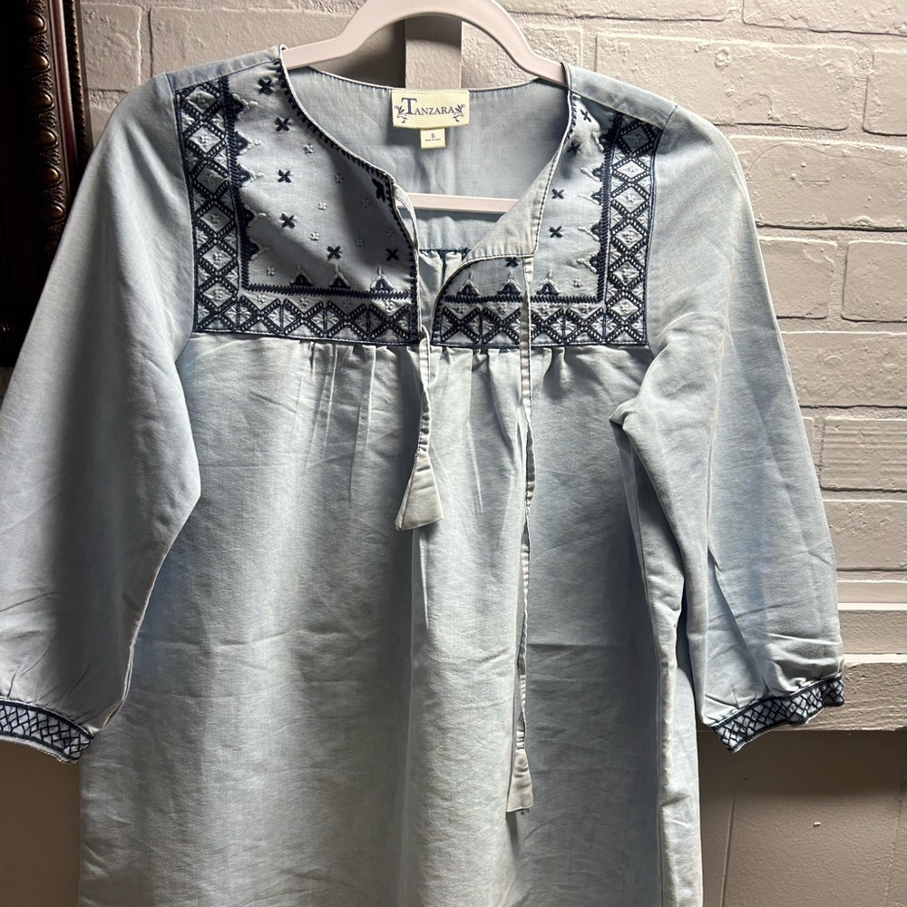 Embroidered Blue denim Dress